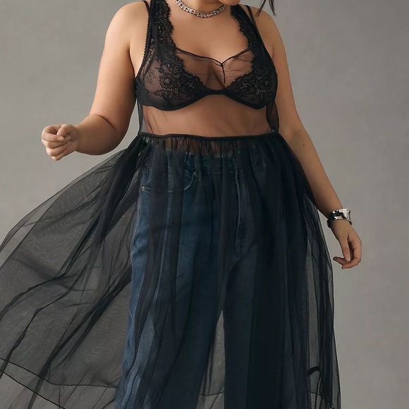 New By Anthropologie Sheer slip size 3x never worn black plus dress - Picture 4 of 4